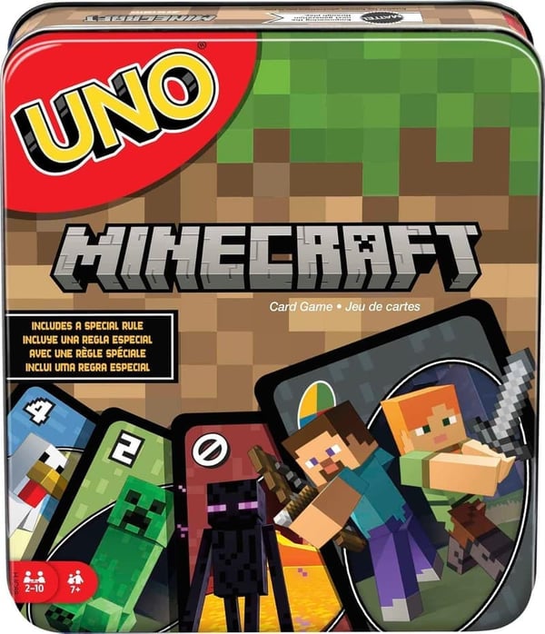 UNO Minecraft Card Game in Collectible Tin for Family Game Night