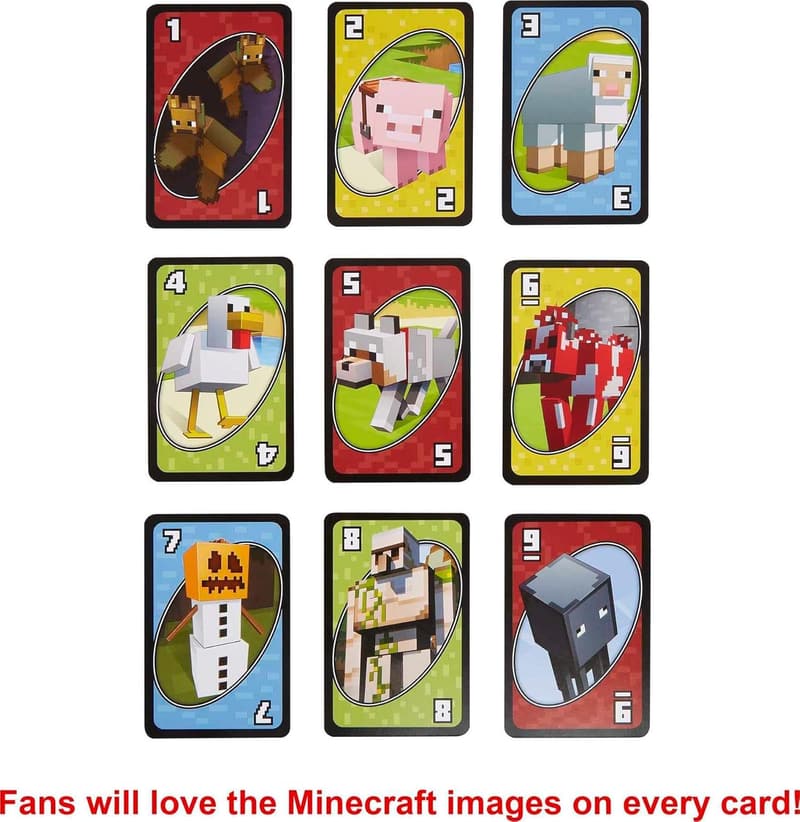 UNO Minecraft Card Game in Collectible Tin for Family Game Night