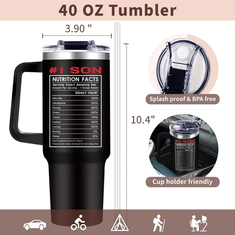 Funny 40oz Tumbler Gift for Son from Parents