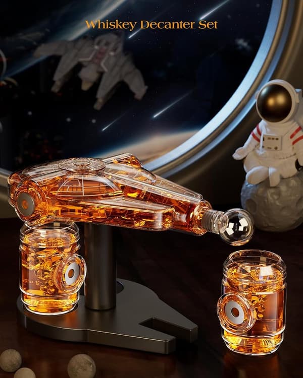Galaxy Spaceship Whiskey Decanter Set - Unique Gift for Dad