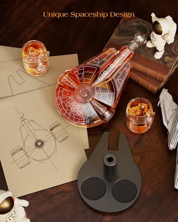Galaxy Spaceship Whiskey Decanter Set - Unique Gift for Dad