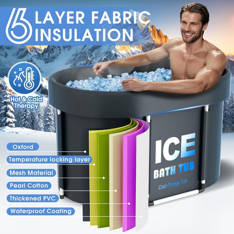 Portable Cold Plunge Tub for Athletes, 130 Gal Capacity