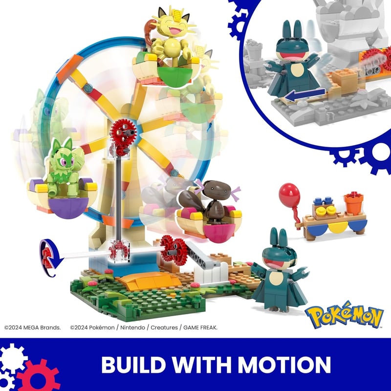 Pokémon Ferris Wheel Building Set with 393 Pieces for Kids