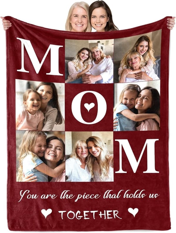 Personalized Throw Blanket for Mom - Custom Picture Gift