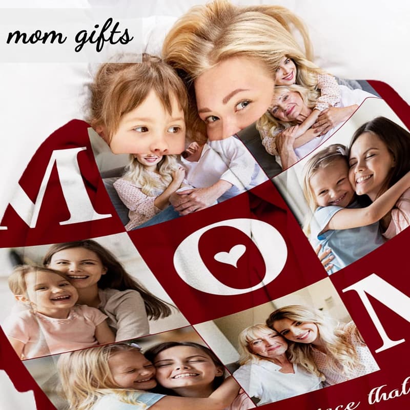 Personalized Throw Blanket for Mom - Custom Picture Gift
