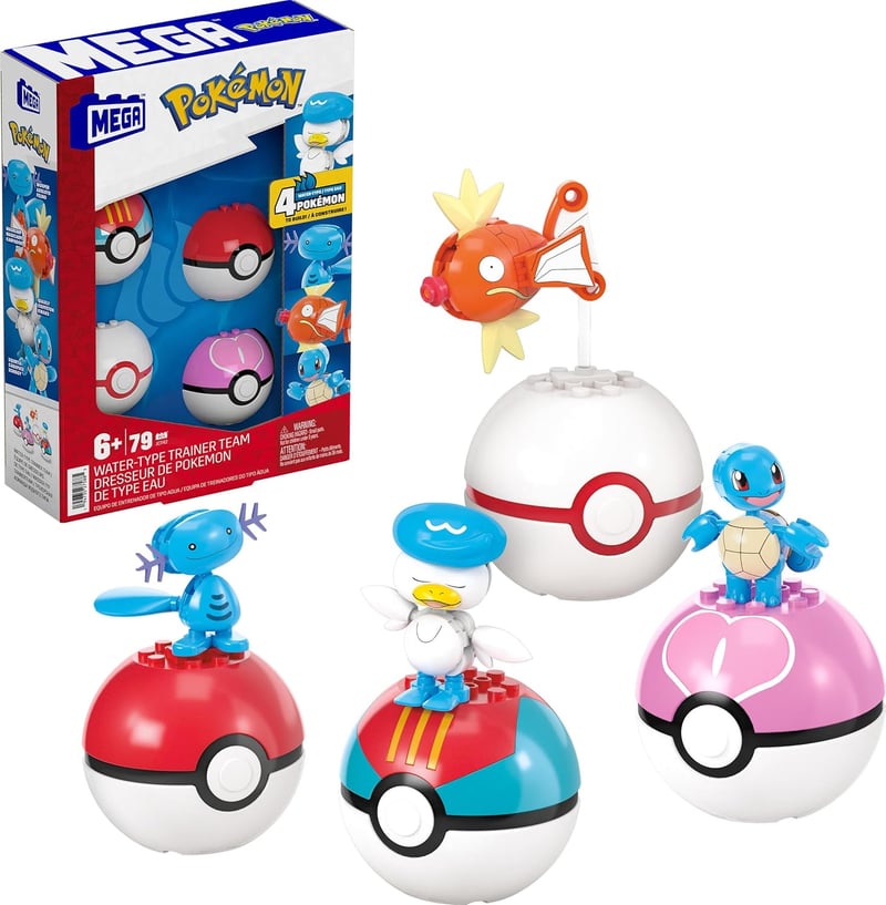 Water-Type Pokémon Action Figure Building Set, 79 Pieces