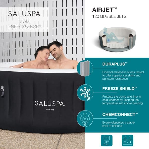 Miami EnergySense Inflatable Hot Tub Spa for 4 - Dark Blue
