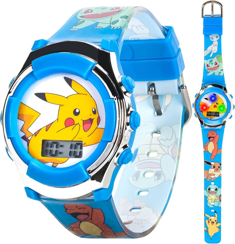 Pokémon Kids Digital Watch with Pikachu Design and LED Lights