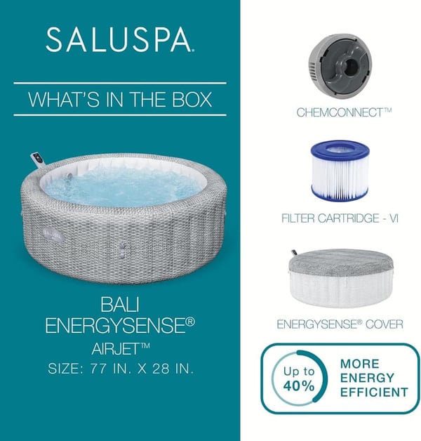 Bestway SaluSpa Bali Inflatable Hot Tub for 4-6 Persons, Grey