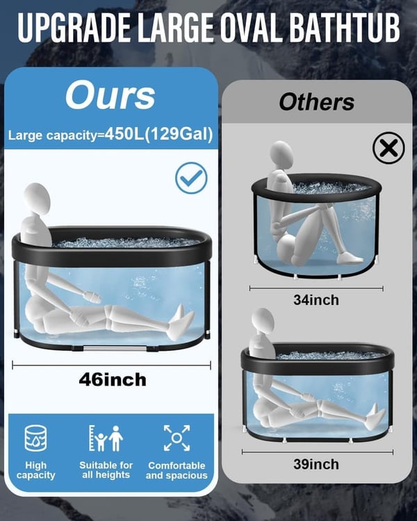 XL 139-Gallon Portable Cold Plunge Tub for Athletes
