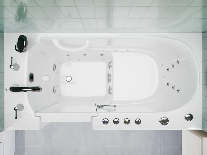 Walk-In Bathtub with 15 Whirlpool Jets and Waterfall Faucet