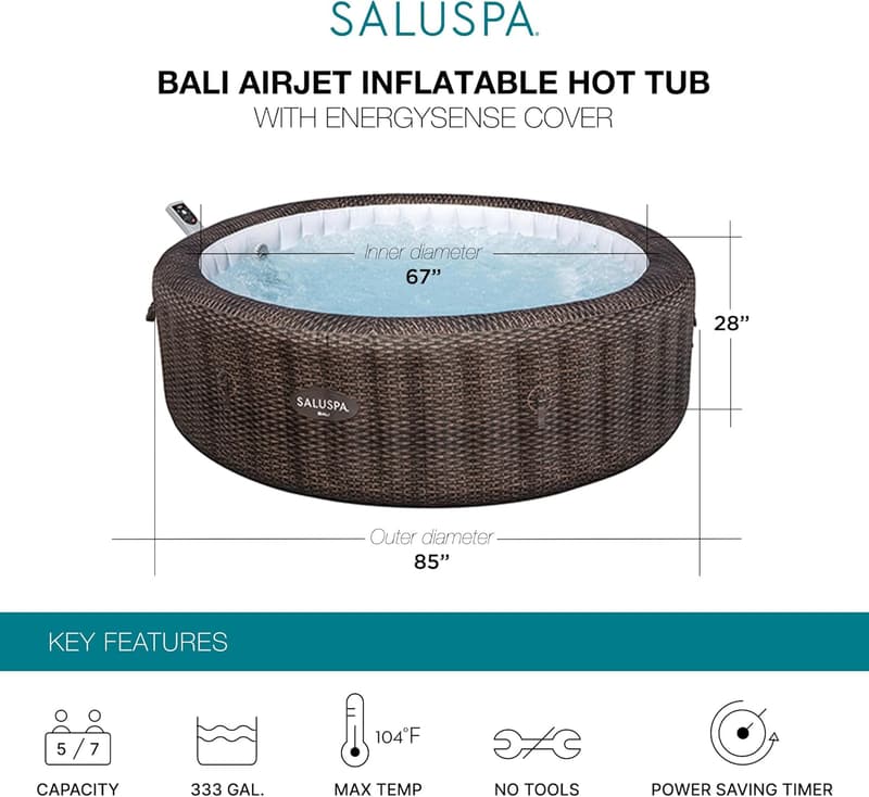 Bali Inflatable Hot Tub for 5-7 People with App Control