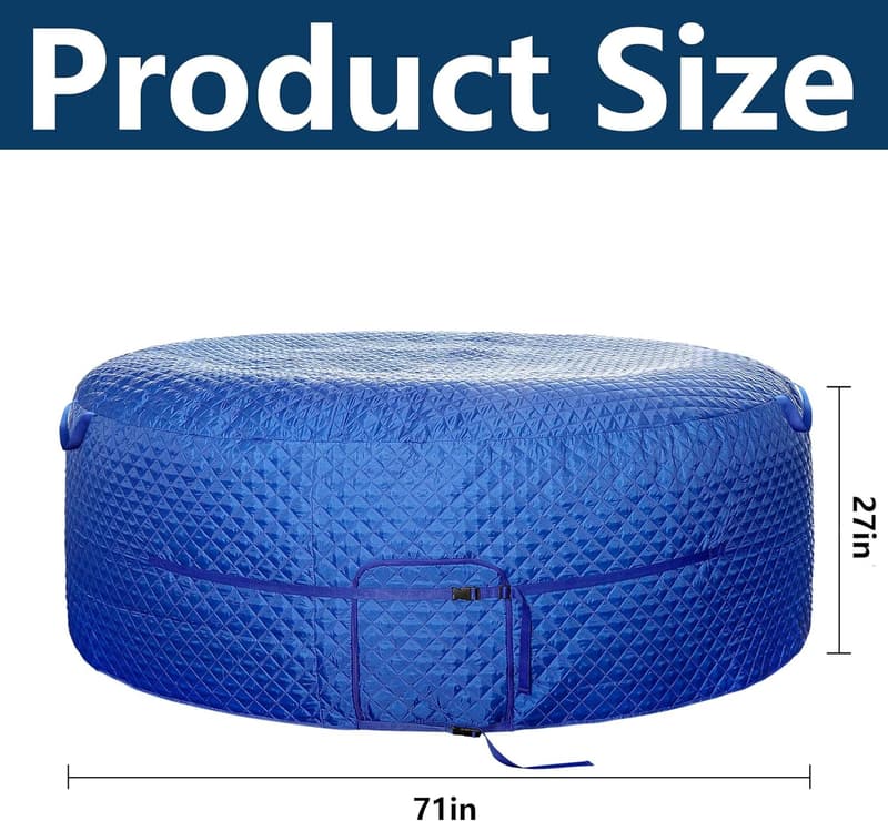Energy Efficient Inflatable Hot Tub Cover with Straps, Blue