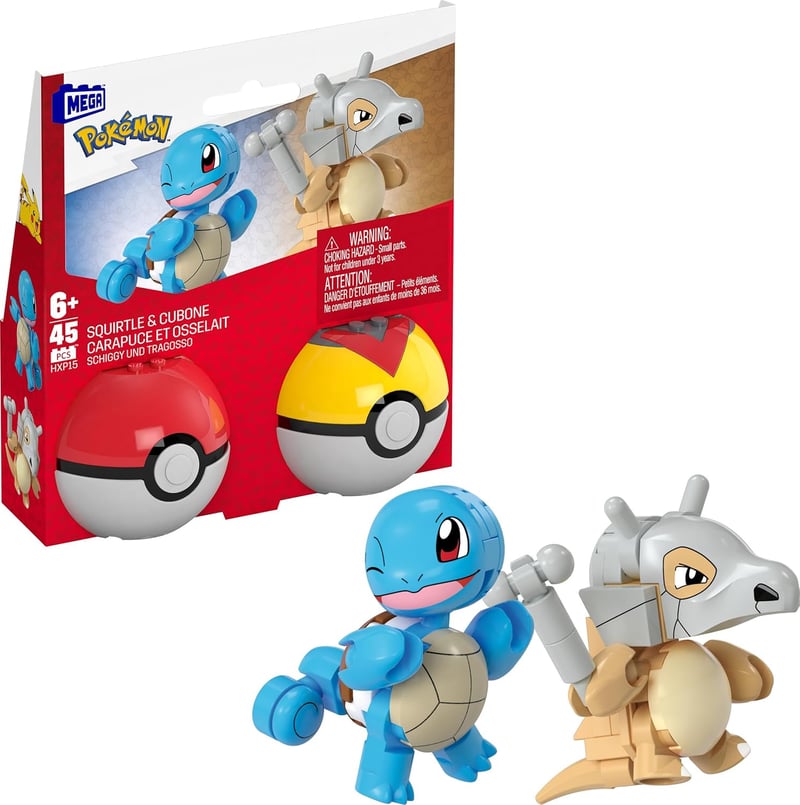 Pokémon Building Toys Set with Squirtle & Cubone, 45 Pieces