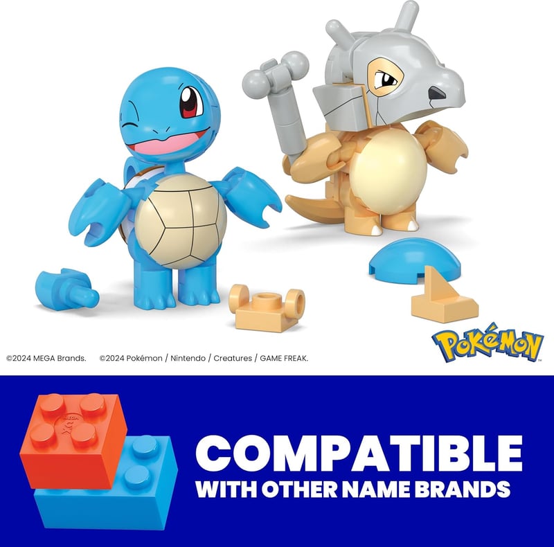 Pokémon Building Toys Set with Squirtle & Cubone, 45 Pieces