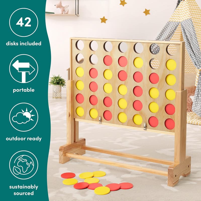 Giant 4-in-a-Row Connect Game with Adjustable Height & Bag