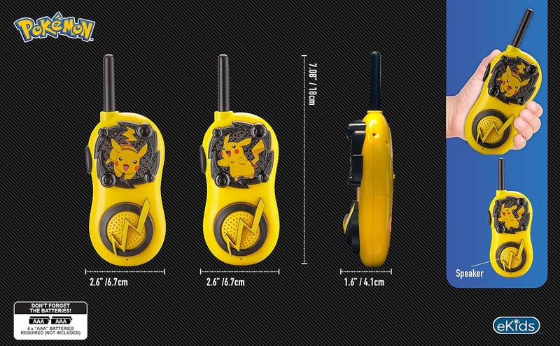 Pikachu Walkie Talkies for Kids - Long Range, Easy to Use