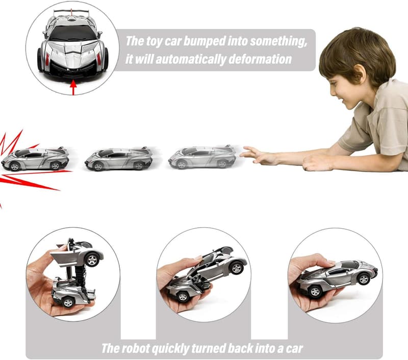 Friction-Powered Transforming Toy Cars for Boys Age 3-8
