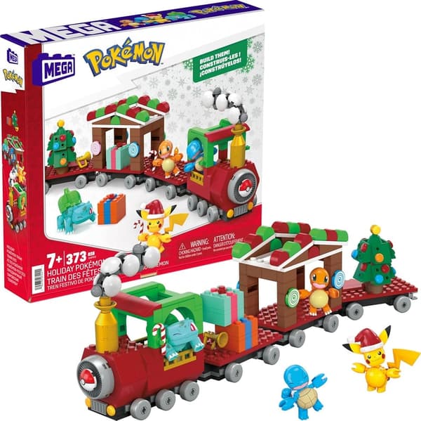Pokemon Holiday Train Building Set with 373 Pieces & 4 Figures