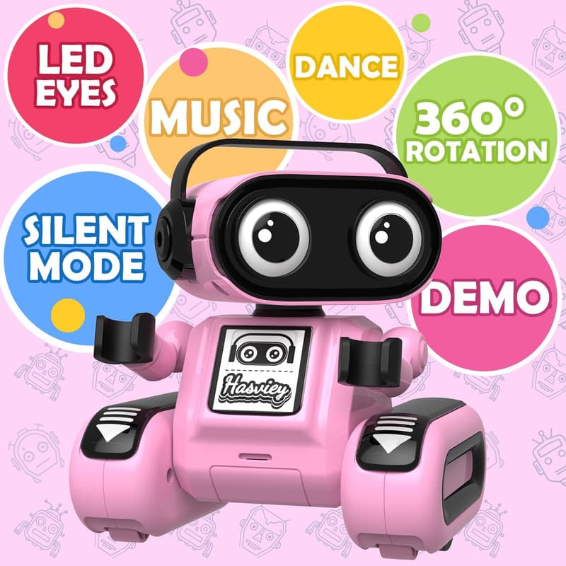 Rechargeable Pink Robot Toy for Girls 5-7 - Birthday Gift