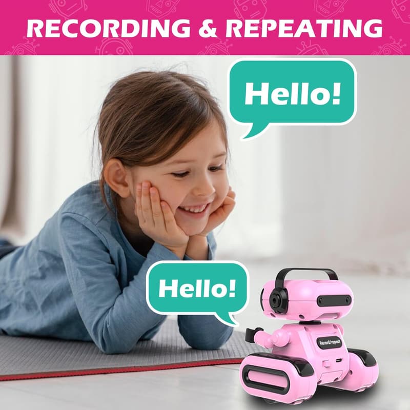 Rechargeable Pink Robot Toy for Girls 5-7 - Birthday Gift