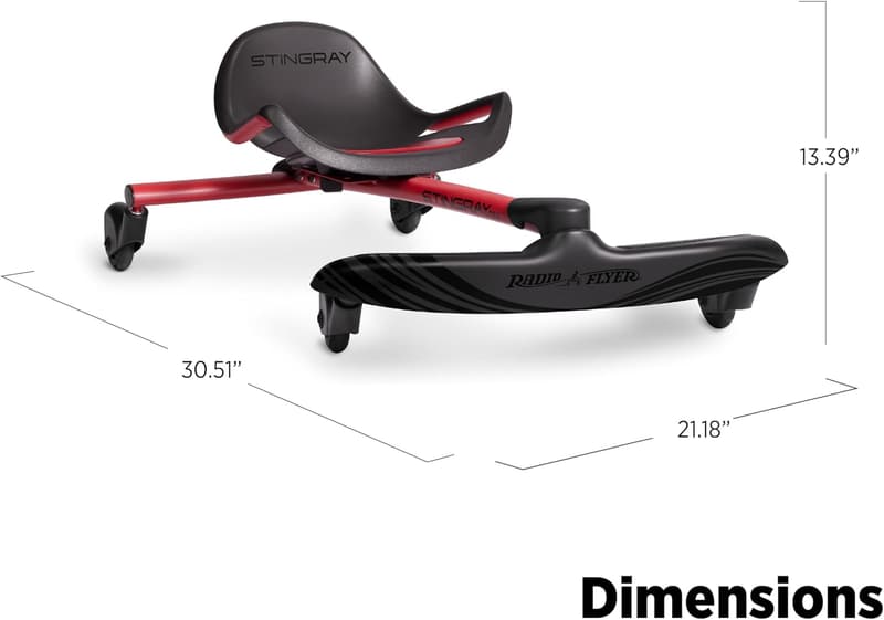Stingray Ride-On Scooter Toy for Kids Ages 3-8, Black