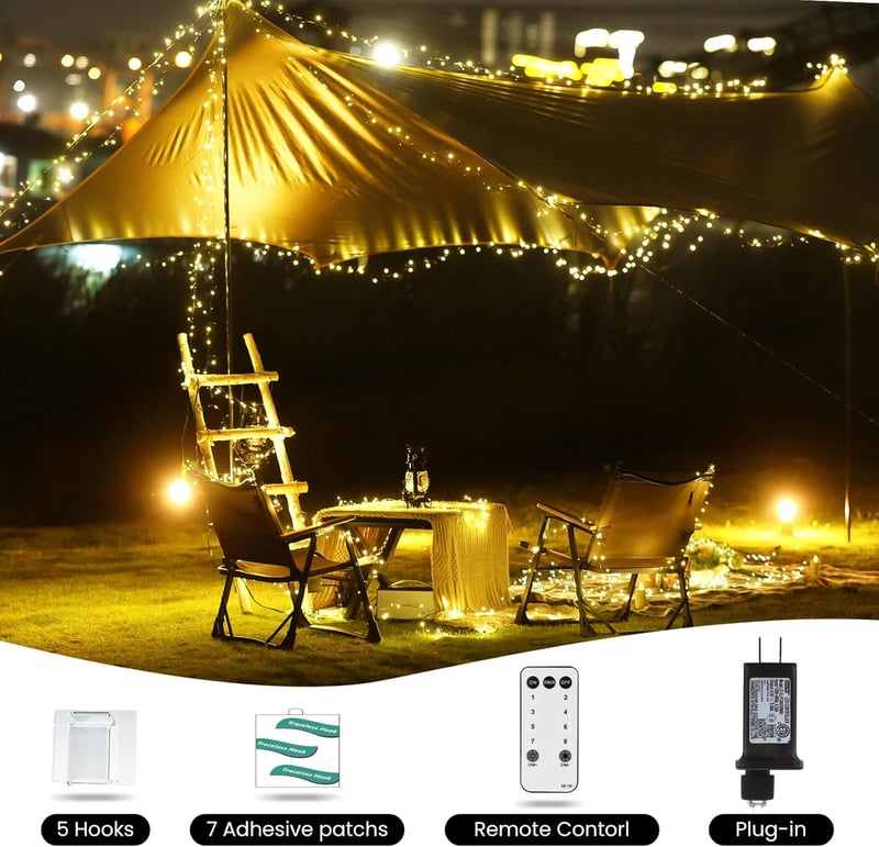 200 LED Warm Fairy Lights with Remote & Timer - 10ft Green Wire