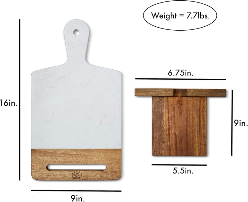 Charcuterie Board Cookbook Holder - White Marble Gift