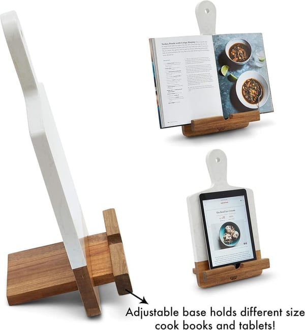 Charcuterie Board Cookbook Holder - White Marble Gift