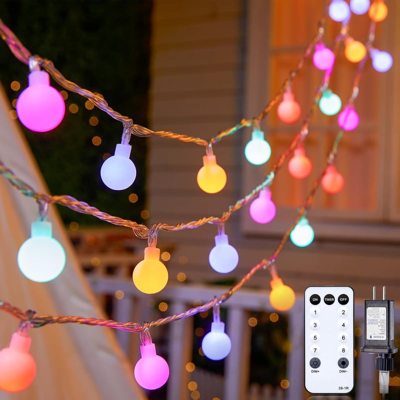 100 LED Globe String Lights with Remote - 33 Feet, Pink & Multicolor