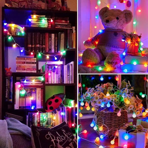100 LED Globe String Lights with Remote - 33 Feet, Pink & Multicolor