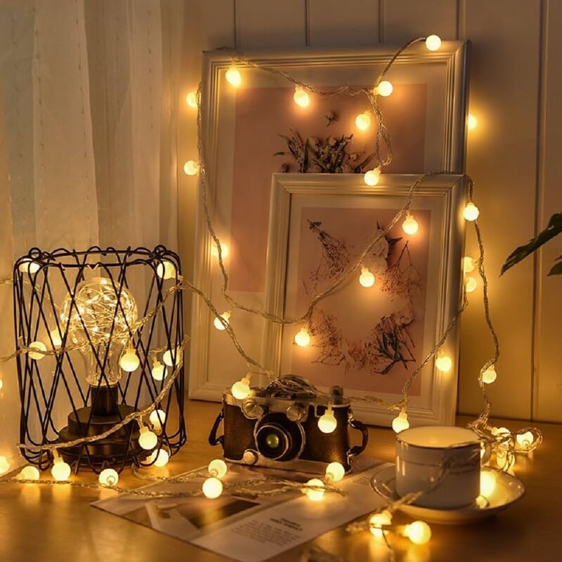 10ft Warm White Globe Fairy Lights for Parties and Home Decor