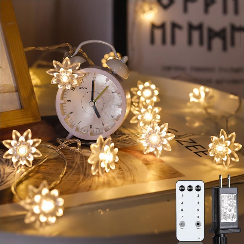 100 LED Flower Fairy Lights with Remote Timer for Indoor/Outdoor Decor