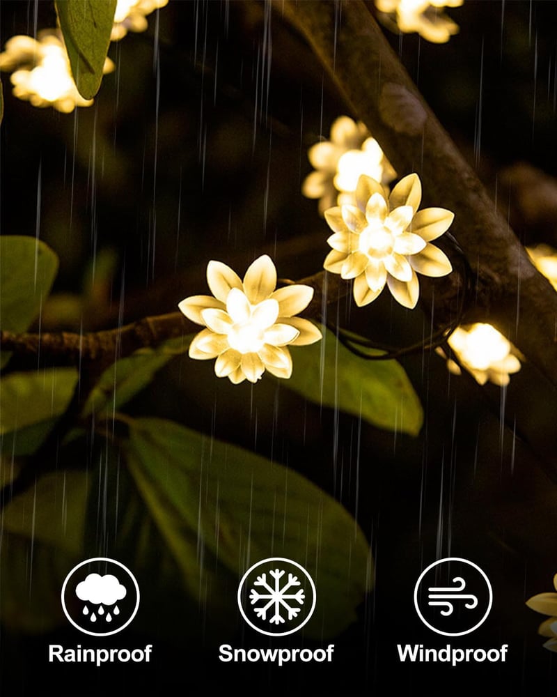 100 LED Flower Fairy Lights with Remote Timer for Indoor/Outdoor Decor