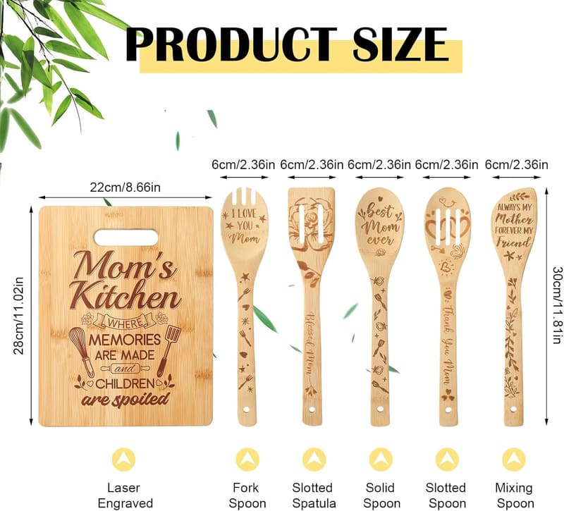 Funny Kitchen Apron Set with Utensils & Cutting Board for Mom
