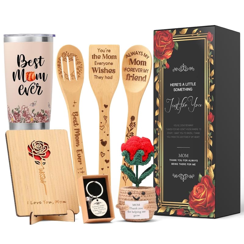 Mother's Day Cooking Gift Basket with Handmade Wooden Tools