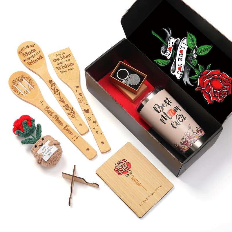 Mother's Day Cooking Gift Basket with Handmade Wooden Tools