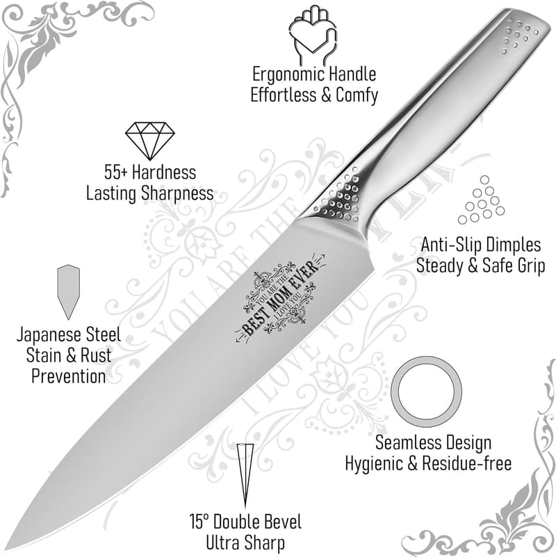 Engraved 8-Inch Kitchen Knife for Mom - Mother's Day Gift