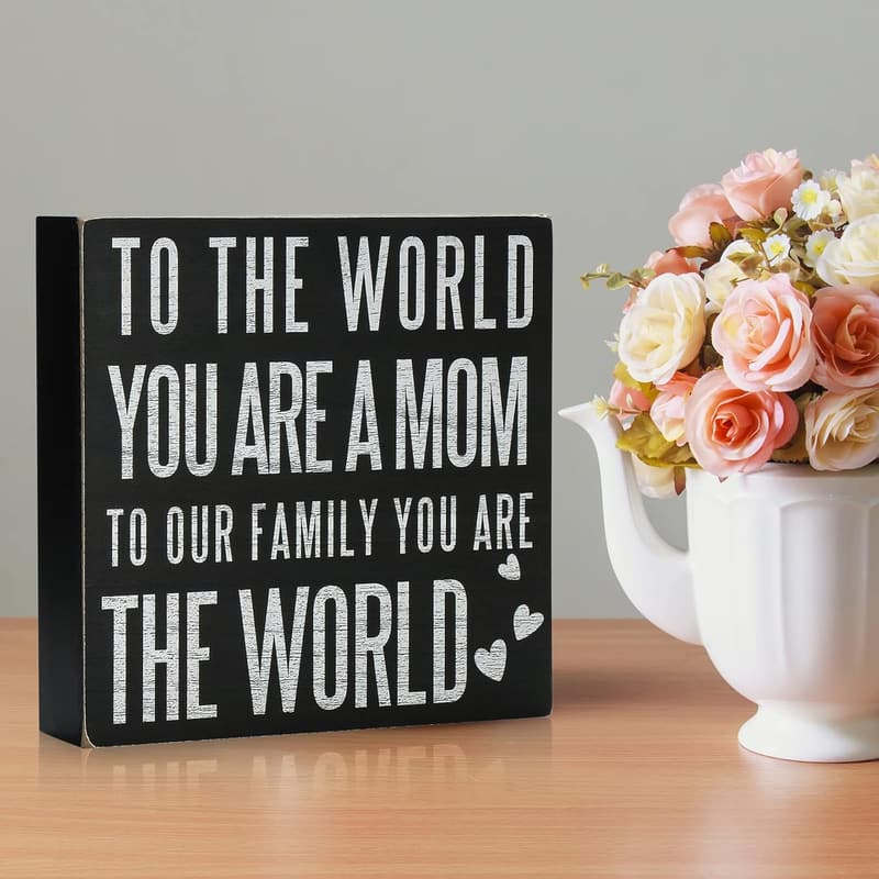 Mother's Day Rustic 6x6 Wood Box Sign for Mom