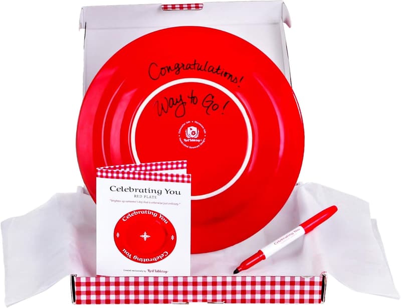 Birthday Custom Gift Box - Red Plate, Microwave & Dishwasher Safe