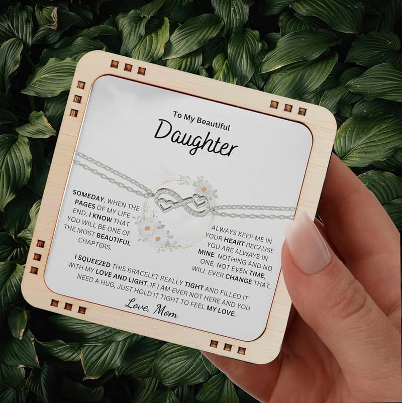 925 Sterling Silver Infinity Bracelet with Message Card for Daughter