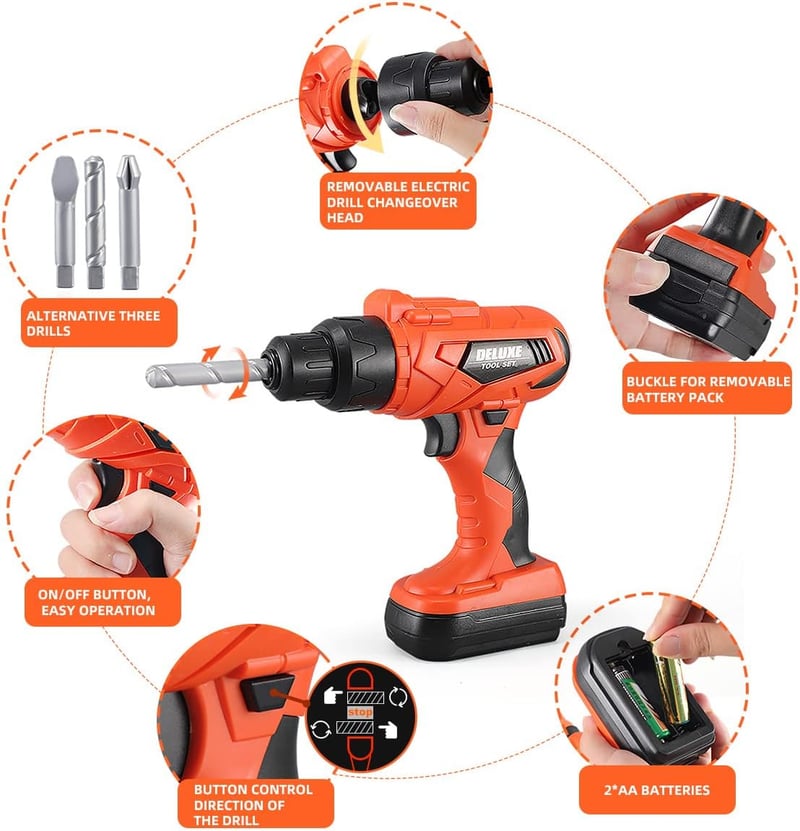 Kids Tool Set - 48-Piece Toddler Tool Kit with Toy Drill