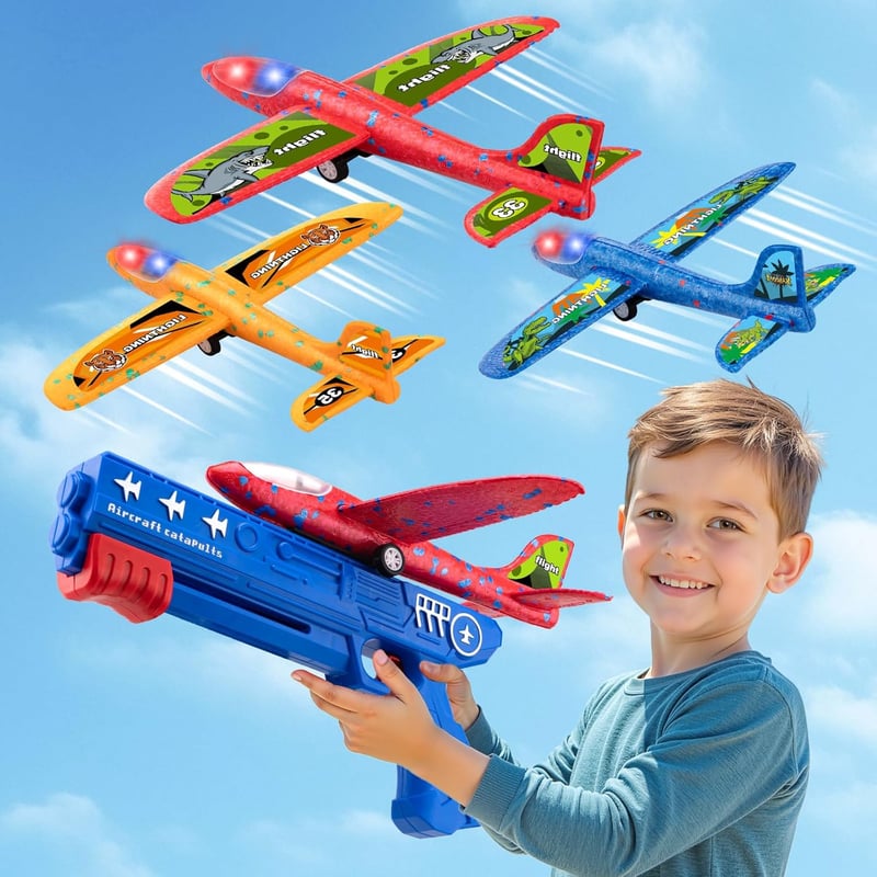 Birthday Gifts: 3-Pack LED Foam Airplane Launchers for Kids