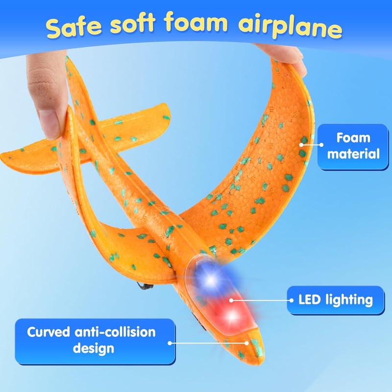 Birthday Gifts: 3-Pack LED Foam Airplane Launchers for Kids