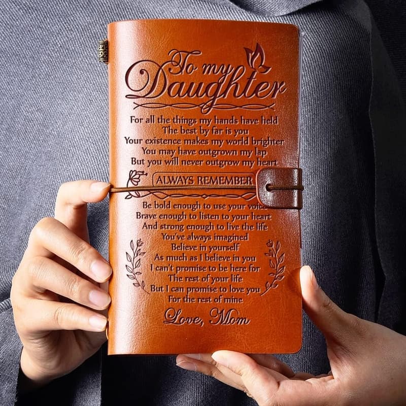 To My Daughter Leather Journal - Refillable 140 Page Gift