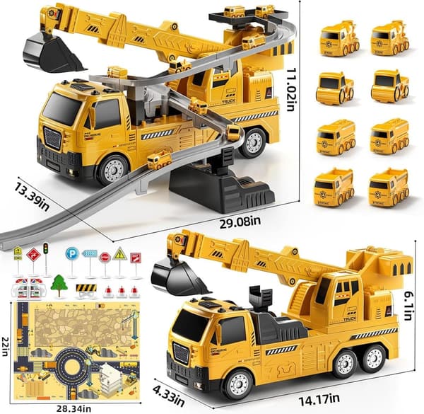 Kids Construction Crane Toy Set for Ages 3-7 - Outdoor Playset