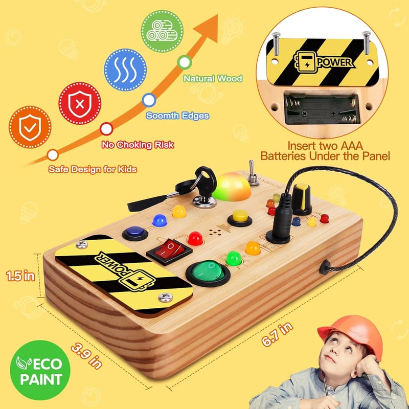 Montessori Busy Board for Toddlers - Educational Sensory Toy