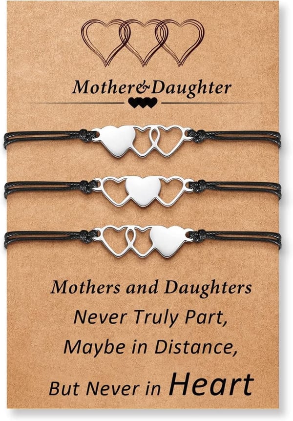 Matching Mother-Daughter Heart Bracelets Set - Mother's Day Gift