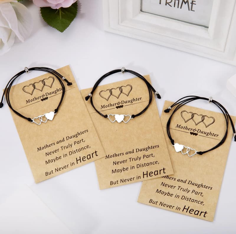 Matching Mother-Daughter Heart Bracelets Set - Mother's Day Gift