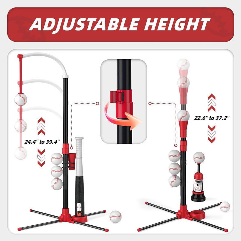 Adjustable 3-in-1 T-Ball Set with Automatic Pitching Machine